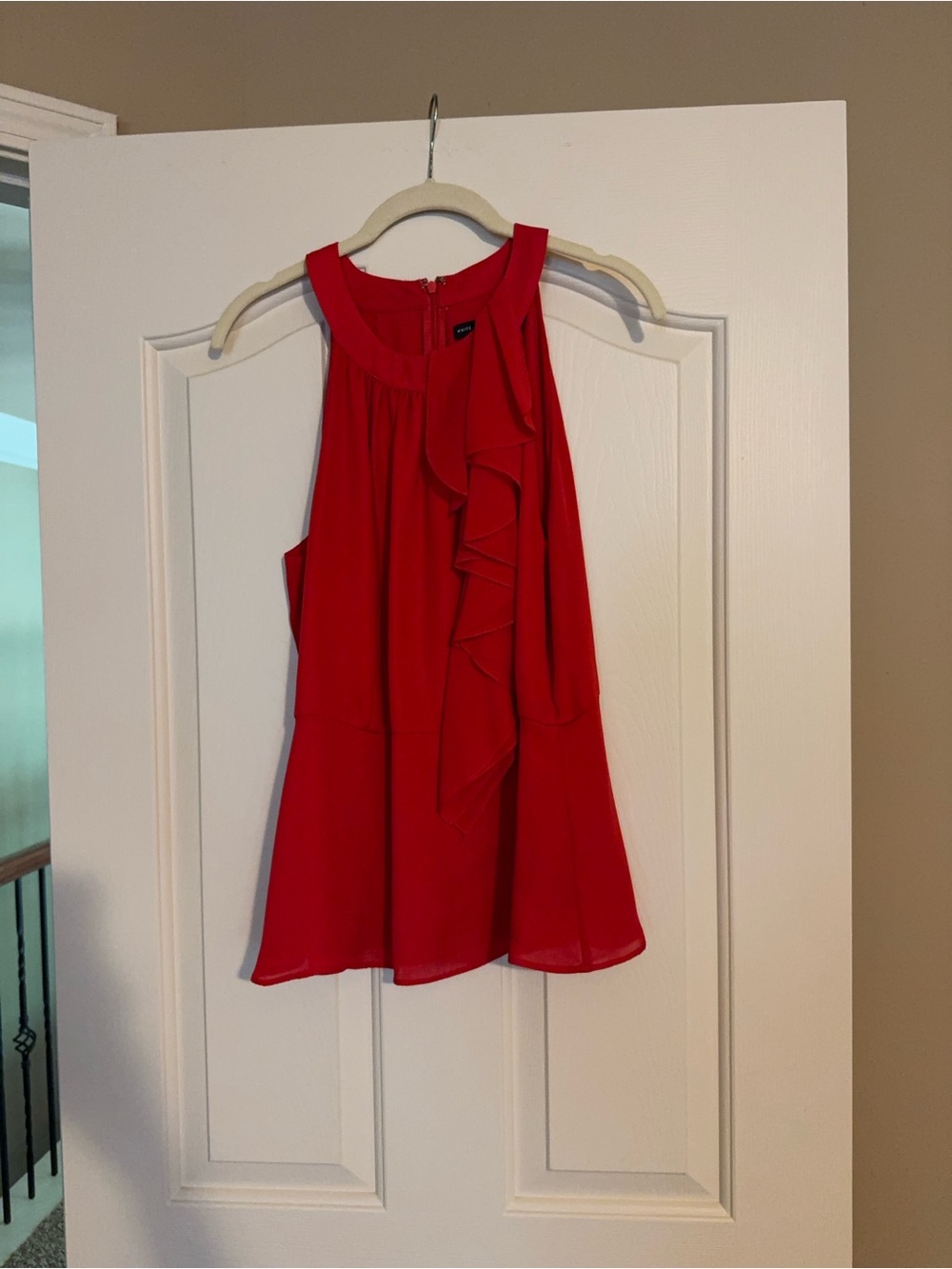 White House Black Market Red Ruffle Halter Camisole